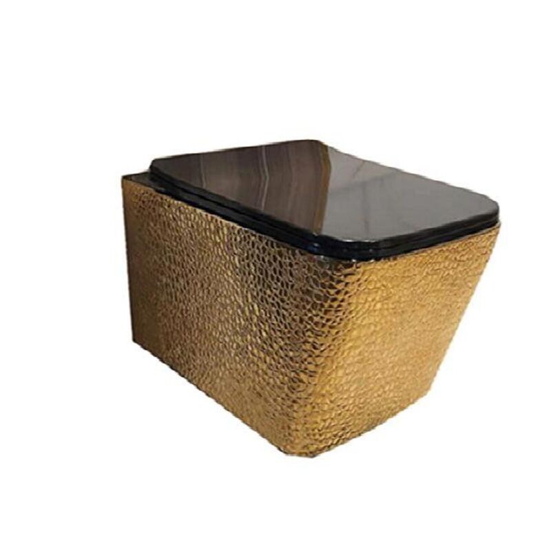 Black golden colour round wall mounted toilet bowl