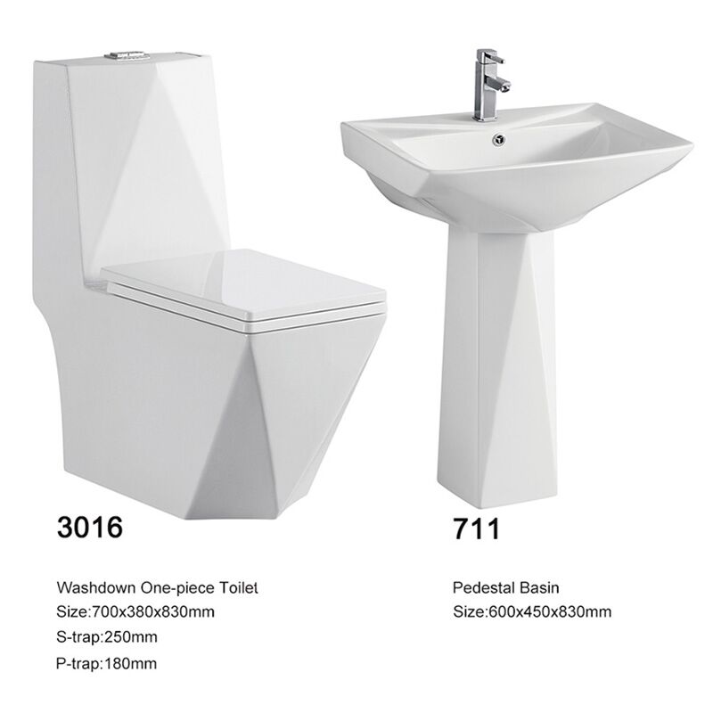 Modern Siphon Flush Water Closet Commode Ceramic Bathroom 1 Piece Wc Toilet Wash Basin Sink Set -04-3016_711-4