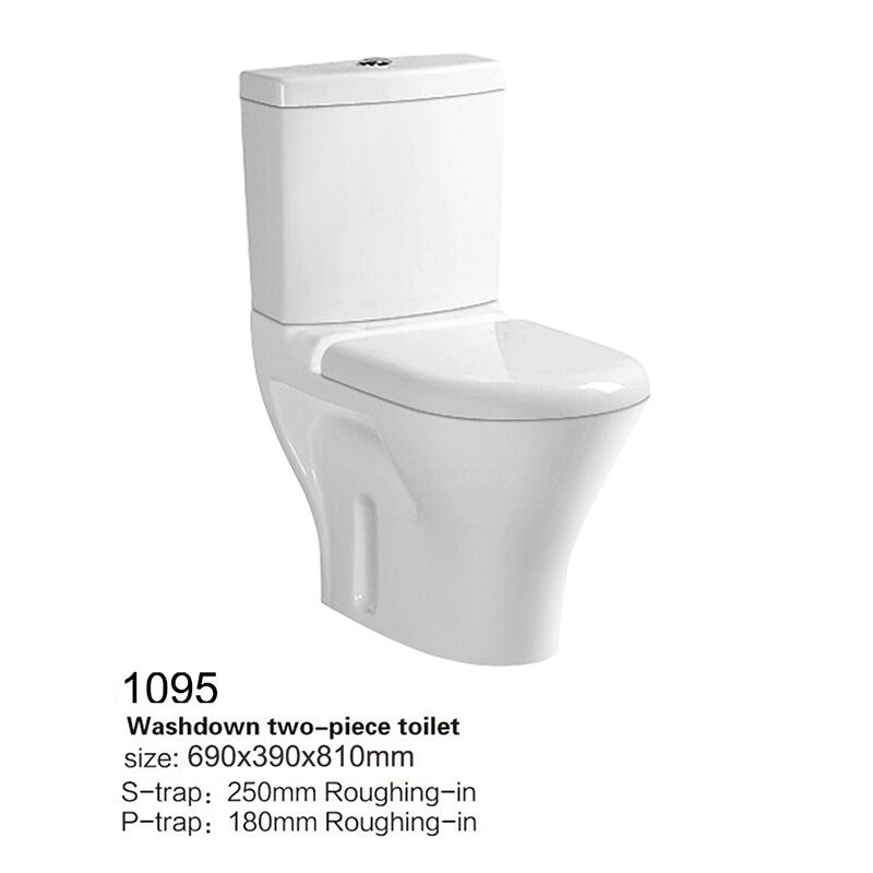 New Model Dual Flush Washdown 2 Piece Toilet P Trap 180mm WC Water Close Coupled Toilet-03-1095